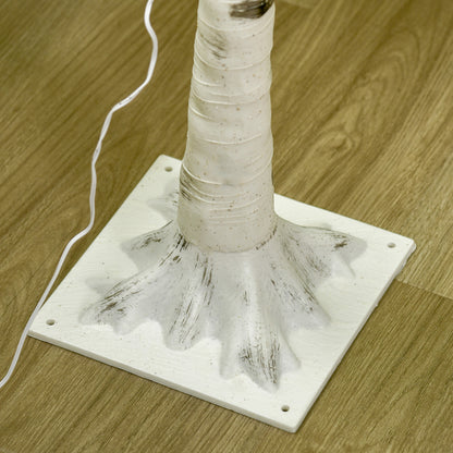 HOMCOM Künstliche Birke mit 120 LED-Lichtern, 3 Helligkeitsstufen, faltbare Äste, IP44, 150 cm, Weiß