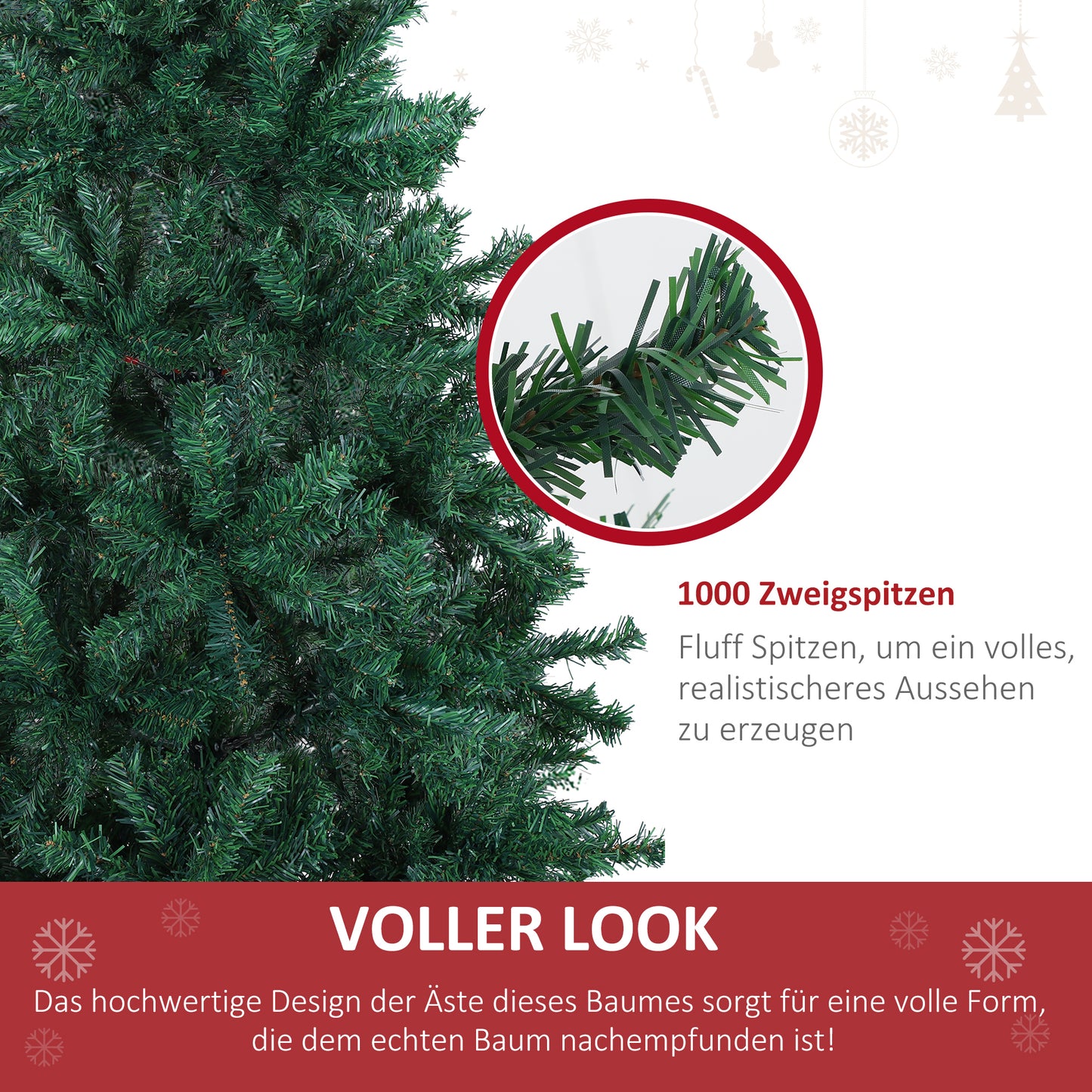 HOMCOM Weihnachtsbaum Christbaum Kunsttanne, 1,2 m, inkl. Ständer, Ø85 cm x 120 cm, Grün