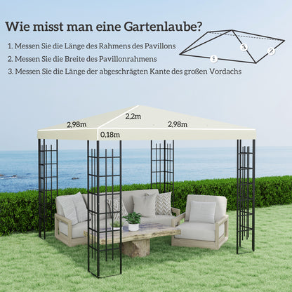 Outsunny 3 x 3 m Ersatzplane für Pavillon, Plane für Garten-Pavillon, mit Wasserablauföffnungen, UPF30+, Cremeweiß