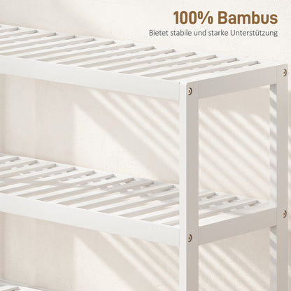 HOMCOM 3-stufiges Bambusregal, Schuhregal, Aufbewahrungsregal, lackierte Oberfläche, Weiß