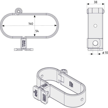 Padlock holder - ABUS - 131/140 GateSec - Protection of construction site fences - Case-hardened steel - Anti-corrosion