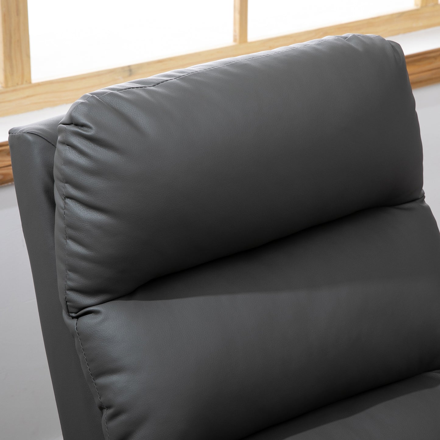 HOMCOM Relaxsessel mit Fußstütze, Liegesessel, ausklappbare Fußstütze, Kunstleder, Dunkelgrau