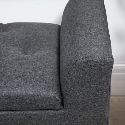 HOMCOM Sitzbank mit Stauraum, Polsterbank mit Leinenoptik, Holzbeine, Bettbank belastbar bis 130 kg, für Wohnzimmer Schlafzimmer Flur, 116 x 44 x 58 cm Dunkelgrau