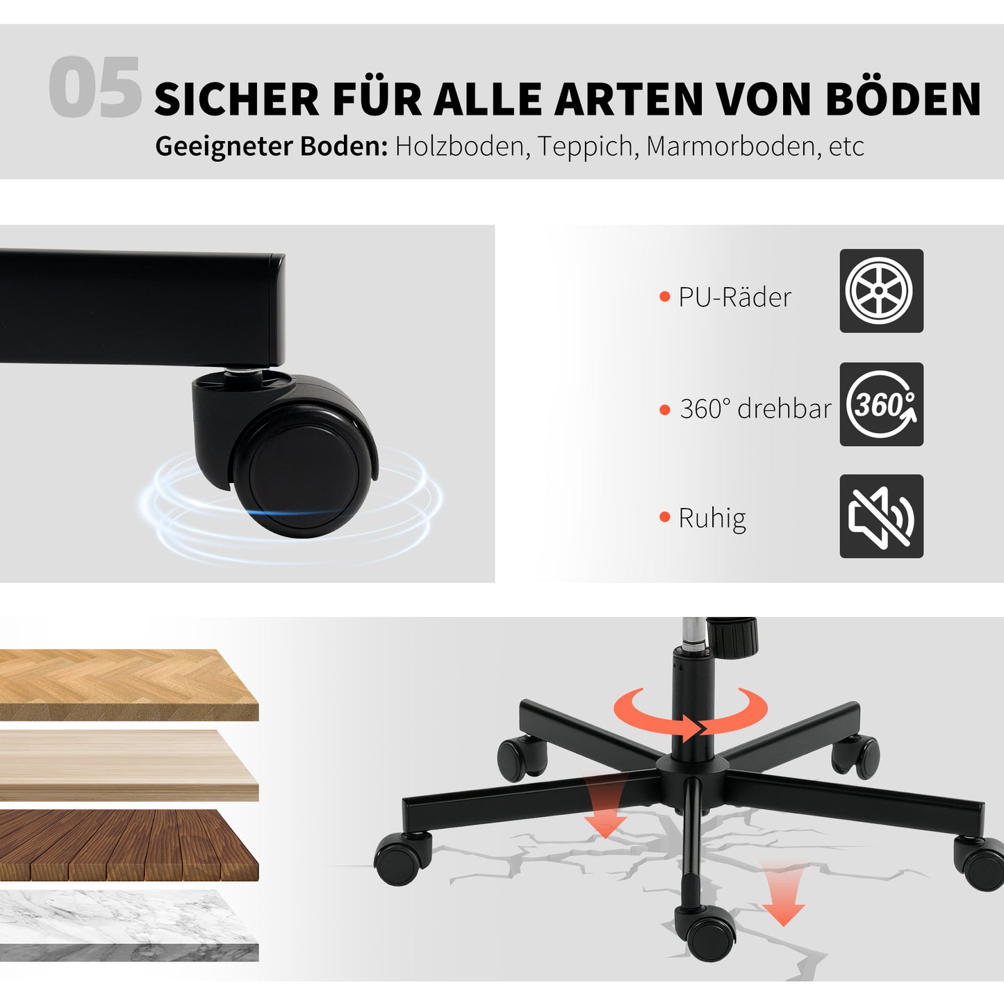 HOMCOM Armloser Bürostuhl mit Kunstleder-Bezug, Schreibtischstuhl mit Rollen, Extra-Kissen, höhenverstellbar, rollbar, Beige