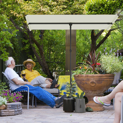 Outsunny Sonnenschirm 180 Grad drehbar Höhenverstellbar Gartenschirm mit Aluminium-Mast 150x205cm Beige