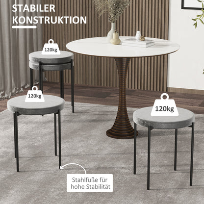 HOMCOM 4er-Set Esszimmerhocker Stapelbar Esszimmerstühle Küchenstuhl mit gepolstertem Sitz, Samtoptik Sitzhocker Samt für Küche Esszimmer Metall Grau 41,5 x 41,5 x 46 cm