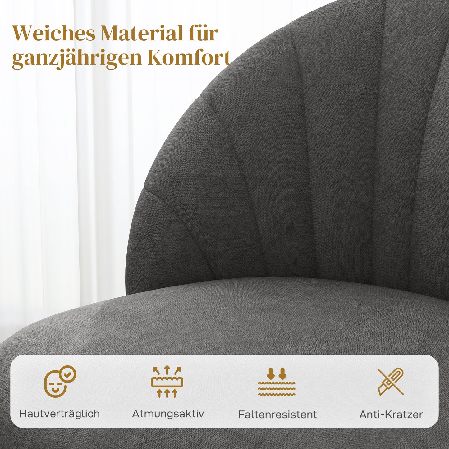 HOMCOM 4er-Set Esszimmerstühle, Küchenstühle in Samtoptik, Stahlbeine, armlos, Grau