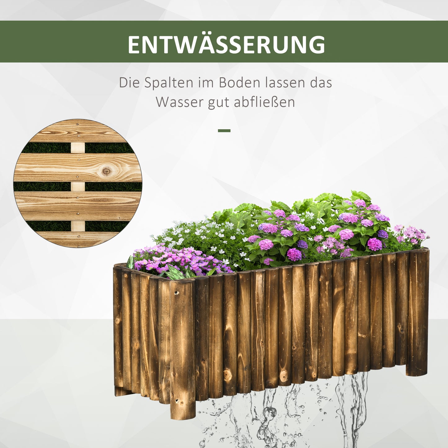 Outsunny Hochbeet Pflanzkasten Kräuterbeet Pflanzbeet Gemüse Blumenbeet Blumenkasten, Tannenholz 100x38,5x40 cm