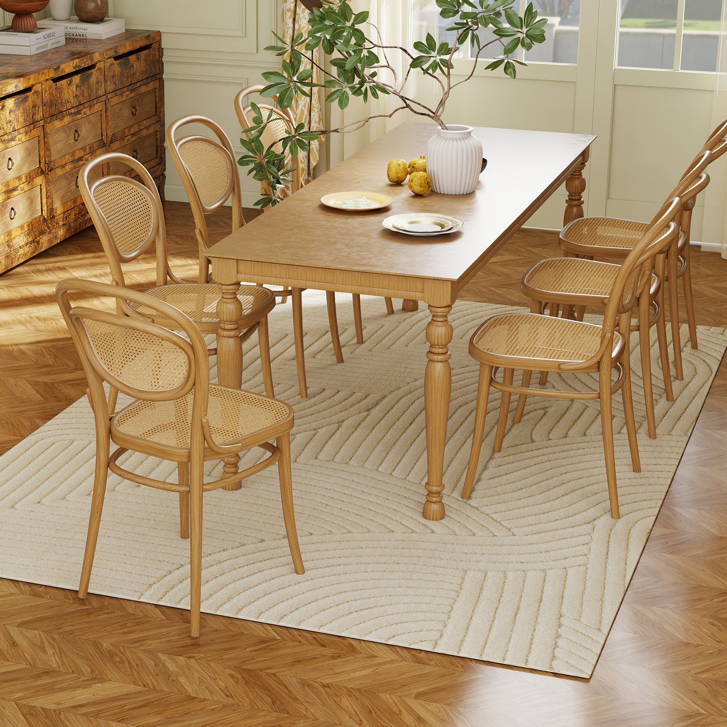 HOMCOM Maschinengewebter Teppich, 15 mm hoch, vielseitig einsetzbar, rutschfest, Cremeweiß