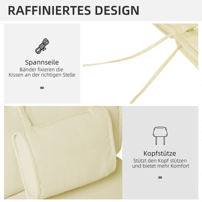 Outsunny Liegenauflage Liegenpolster Gartenliege mit Kopfkissen abnehmbar Bezug Cremeweiß 198 x 53 x 5 cm NUR Kissen