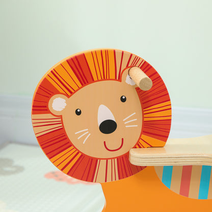 AIYAPLAY Schaukelpferd mit Löwen-Design, 25 kg Belastbarkeit, 2-5 Jahre, Holz, Orange