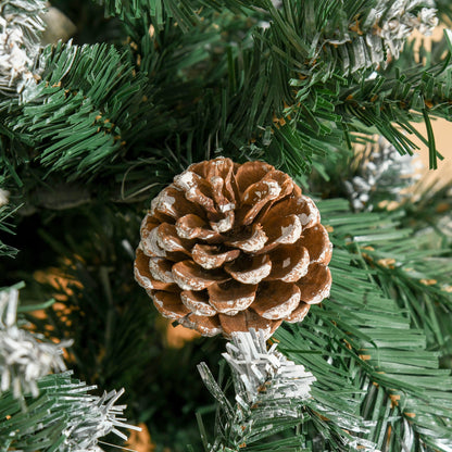 HOMCOM Künstlicher Weihnachtsbaum 180 cm Kieferbaum künstlich mit 59 Zapfen, Schnee, 1111 Spitzen für drinnen