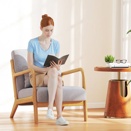 HOMCOM Eleganter Lounge-Sessel mit Holzrahmen und Schaumstoff-Polsterung, Samtoptik, für Wohnzimmer, Schlafzimmer, Grau