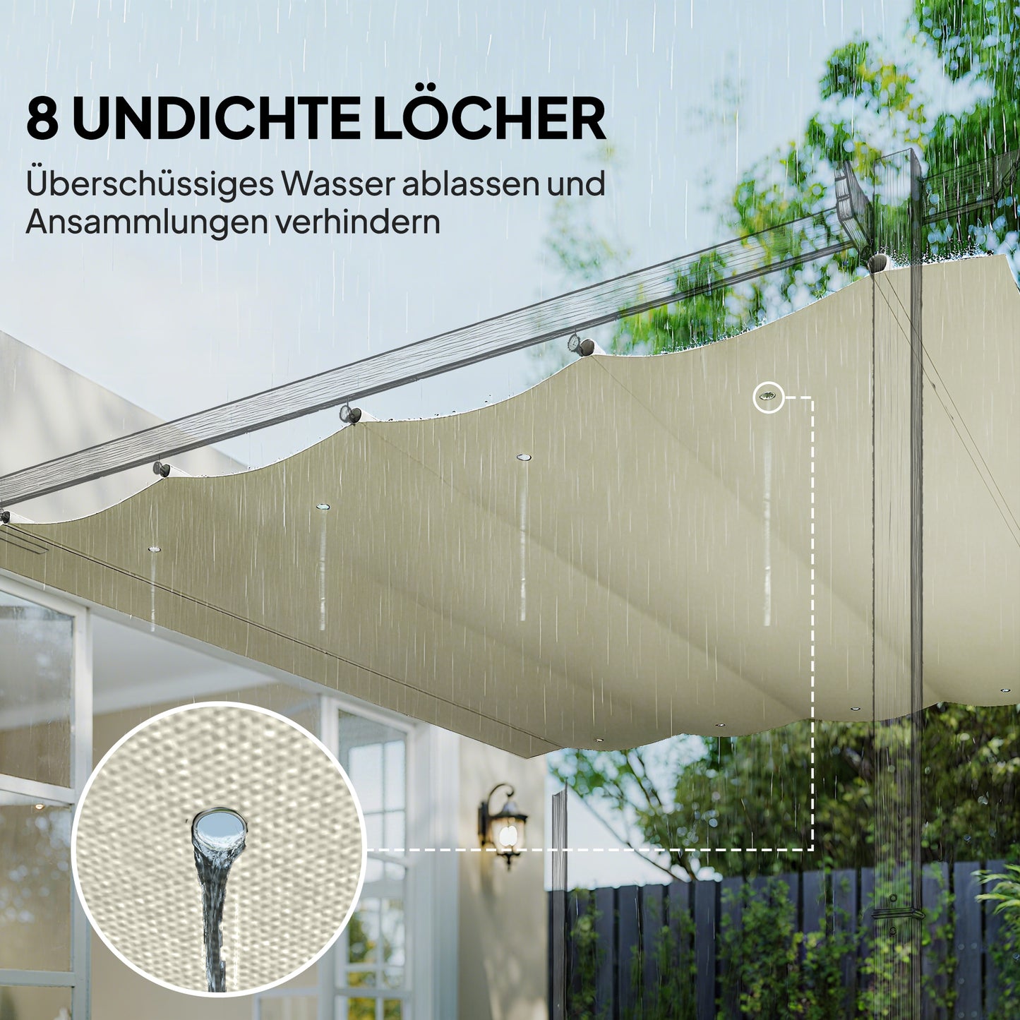 Outsunny Ersatzdach für 2,85 x 2 m Gartenpavillon, ausziehbar, einfache Montage, Polyester, Cremeweiß