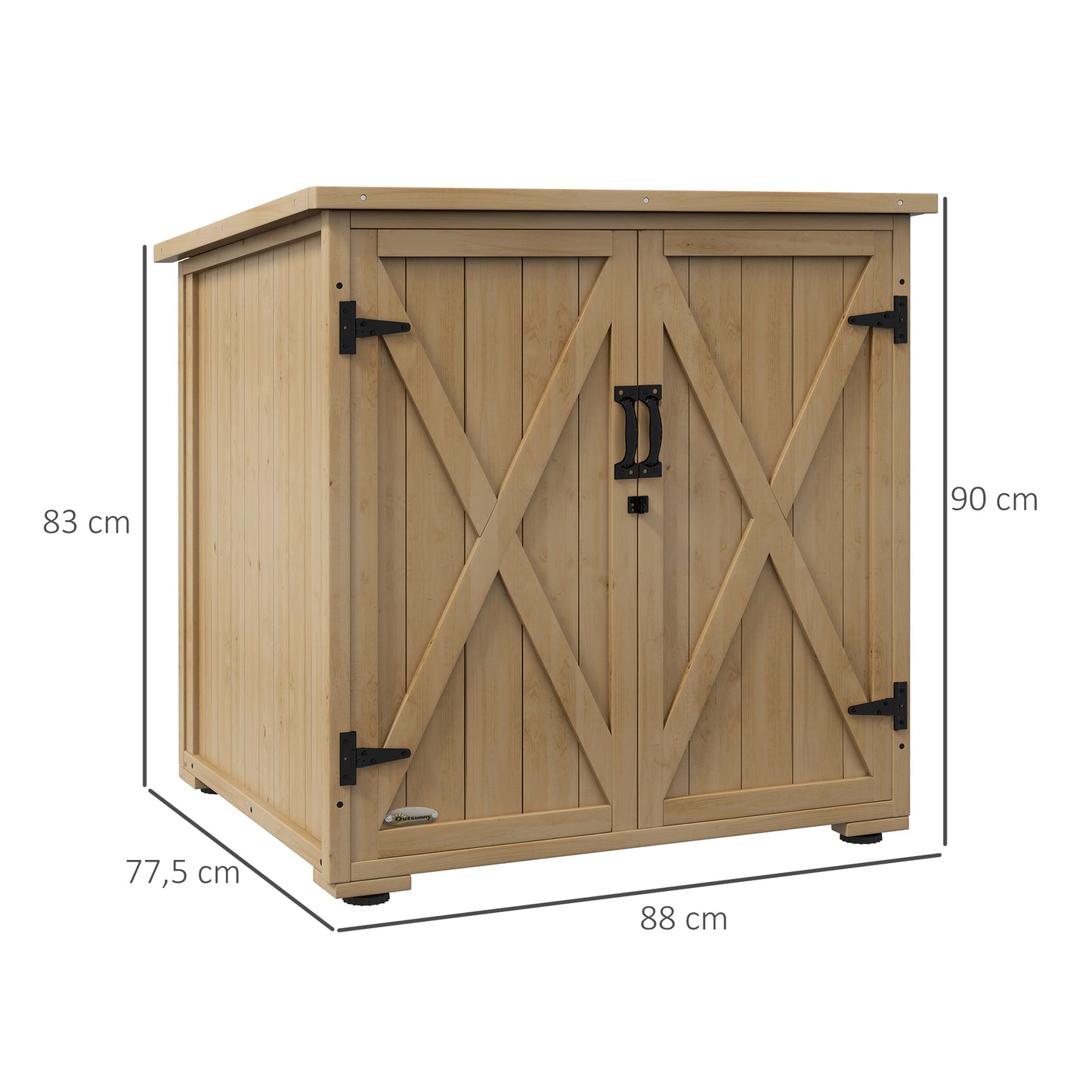Outsunny Outdoor Aufbewahrungsbox Gartenbox Kissenbox, wetterbeständig, Asphaltdach, 77,5 cm x 88 cm x 90 cm, Dunkelgrau