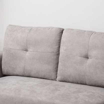 HOMCOM 3-Sitzer-Sofa mit Bettfunktion, Schlafsofa mit Chaiselongue, Polstersofa, Grau