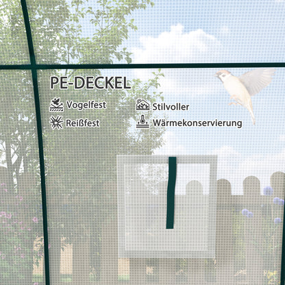 Outsunny Bogen-Gewächshaus mit Sandsäcken und Kunststoff-Abdeckung, 2 Rolltüren, Netzfenster, tragbar, 1,8 x 1,8 x 2 m, Weiß