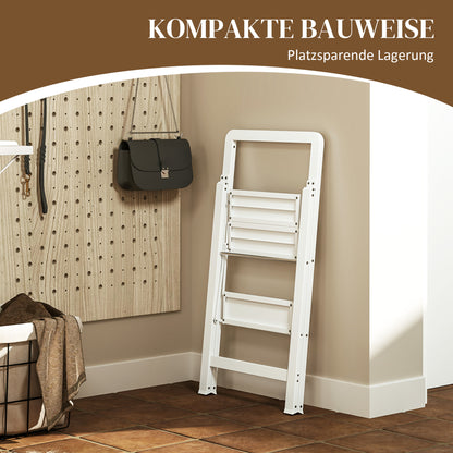 HOMCOM 2-stufige Trittleiter, Aluminum faltbar, rutschfeste Plattform, Weiß