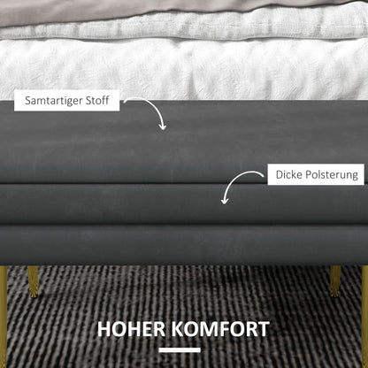 HOMCOM Sitzbank Polsterbank, mit Stauraum, Stahl, 79,5 cm x 37,5 cm x 43 cm, Dunkelgrau