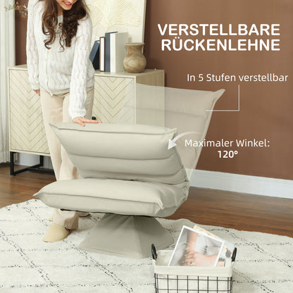 HOMCOM Relaxsessel, Sitzsack, verstellbare Rückenlehne, Lederoptik, 62x70x95cm, Beige