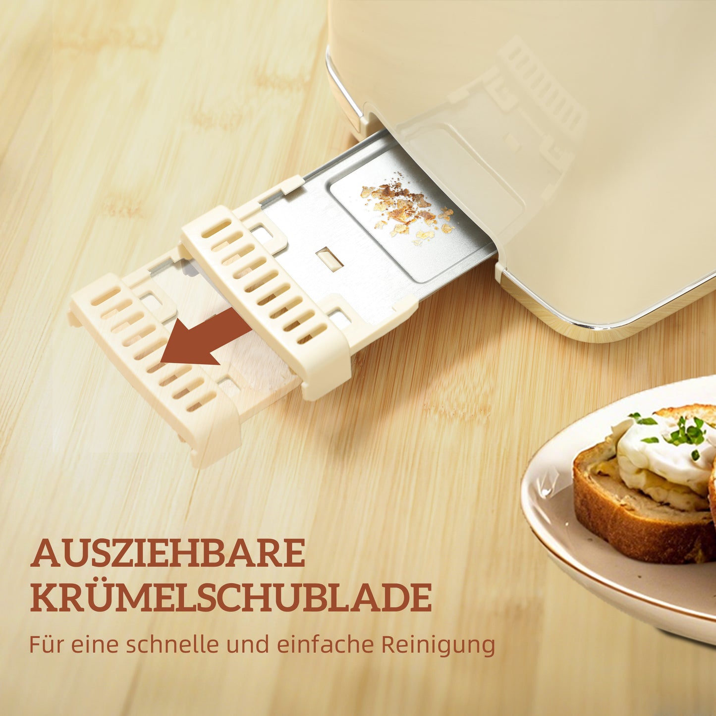 HOMCOM Wasserkocher und Toaster-Set mit LED-Touchscreen, 1,7 L, 2 Toasterschlitze, verschiedene Modi und Funktionen, Cremeweiß