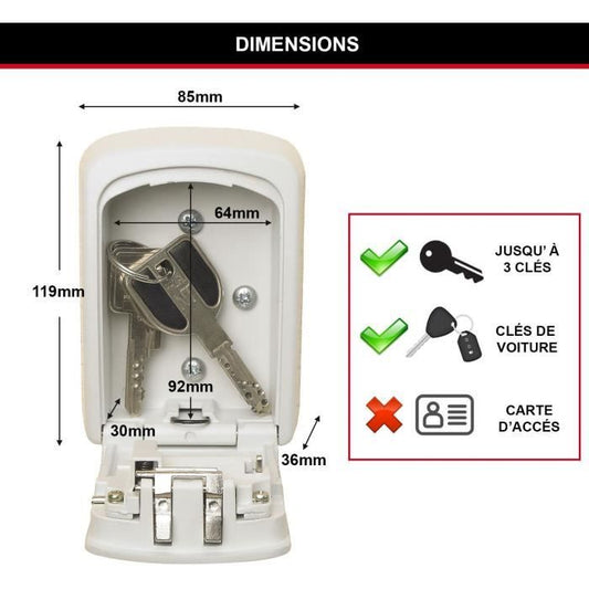 Master Lock Secure Key Box - M - White Format - Key Chest - Secure storage