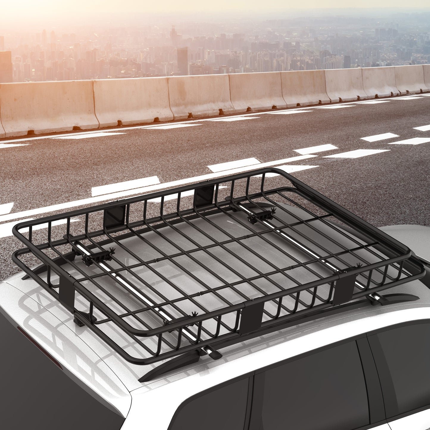 HOMCOM Dachgepäckträger Auto Dachkorb aus Metall 162x99x16cm Universal Gepäckträger Dachträger Tragfähigkeit von 100 kg Gepäckkorb für Camping, Grillen, Autoreisen Schwarz