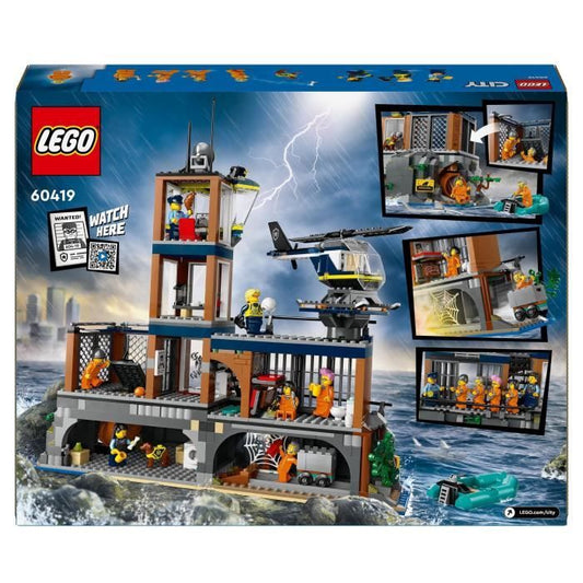 LEGO 60419 City Deep Sea Police Prison, Toy with Helicopter and Boat, 7 Minifigures and Dog Figure