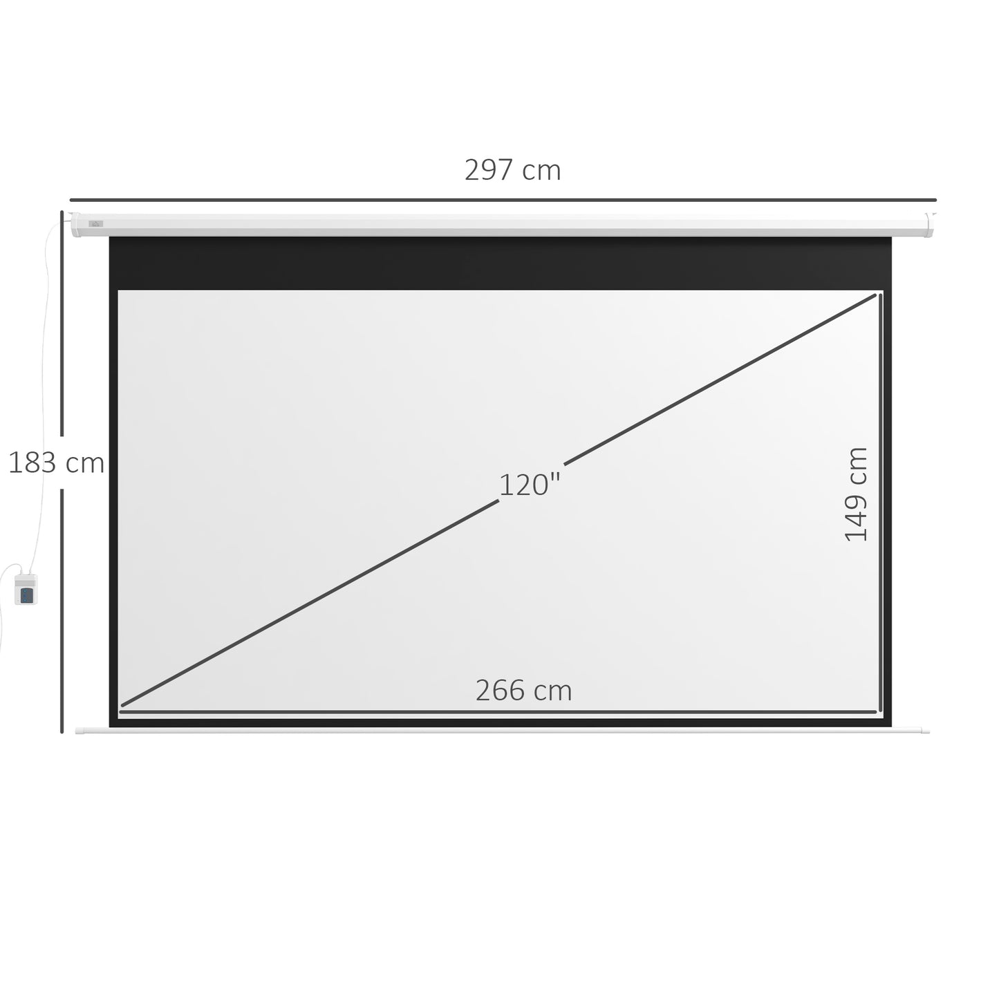 HOMCOM Beamer-Leinwand, 16:9 Format, Fernbedienung, 266 x 149 cm (120 Zoll), Weiß