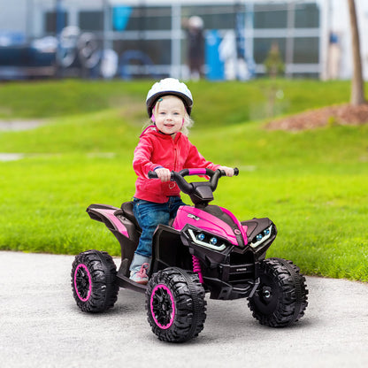 HOMCOM Elektro Kinderquad, 3-6 km/h, Licht/Musik, für 3-5 Jahre, bis 25kg, Rosa/Schwarz