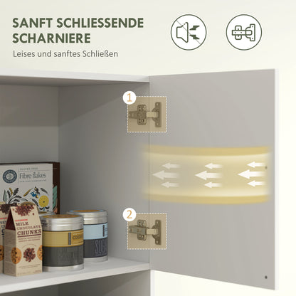 HOMCOM Küchenschrank, 4 Schränke, 6 Türen, 12 Scharniere, Arbeitsplatte, Spanplatte, Weiß