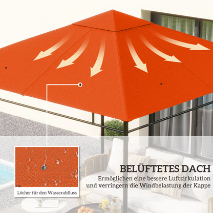 Outsunny Ersatzdach für Gartenpavillon, Polyester, 2,98 x 2,95 m, Orange