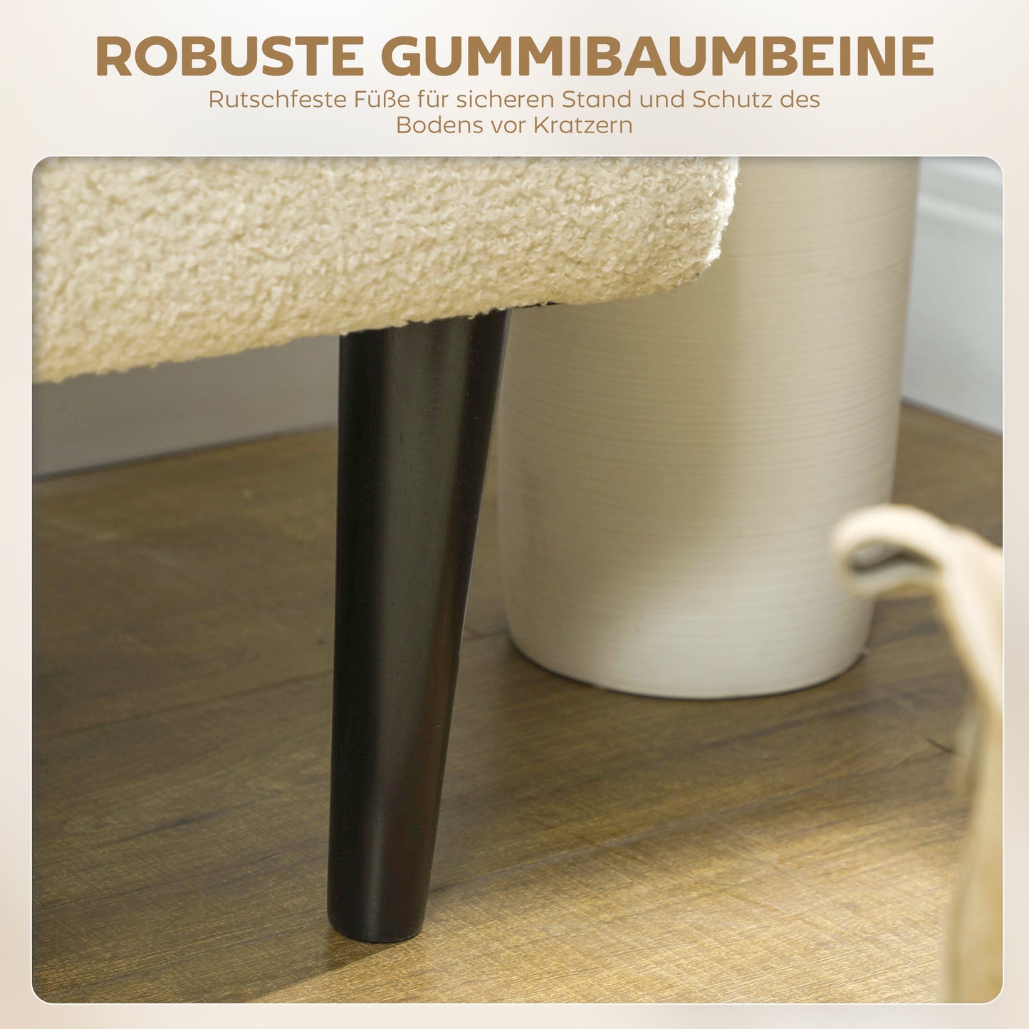 HOMCOM Sitzbank im Vintagedesign, Schuhbank, versteckter Stauraum, Kaschmir-Optik, Beige + Schwarz