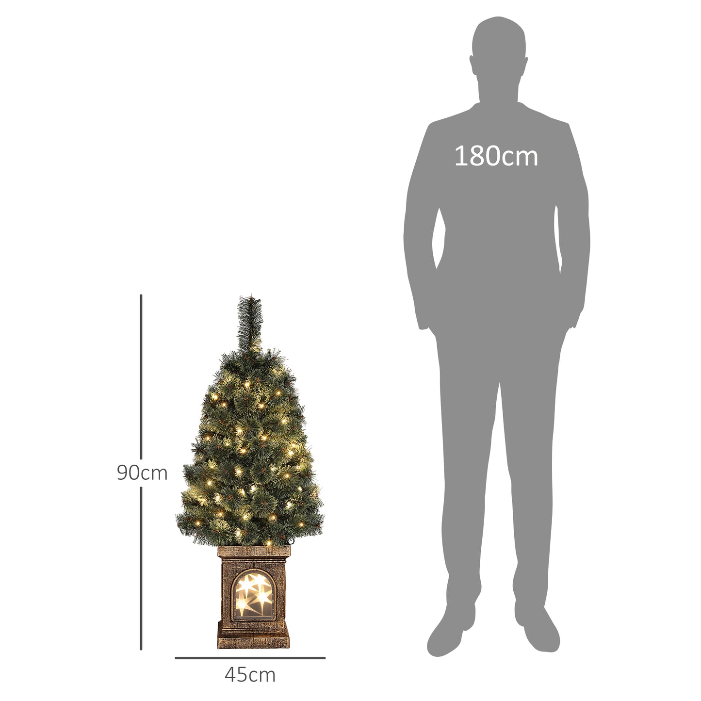 HOMCOM Weihnachtsbaum, naturgetreue Erscheinung, integrierte LEDs, dimmbar, 8 Modi, 45 x 90 cm, Grün