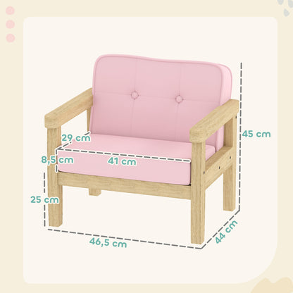 AIYAPLAY Kindersessel Kindersofa mit Kord-Optik, massiven Holzfüßen Sessel aus Schaumstoff Kinderstuhl für Kinderzimmer, Spielzimmer, 46,5 x 44 x 45 cm, für Kinder 3-8 Jahre Rosa