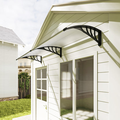 Outsunny Pultvordach Vordach für Haustür 75x195x23 cm Überdachung 5mm Polykarbonat Sonnenskydd Regenskydd für draußen Alu Transparent