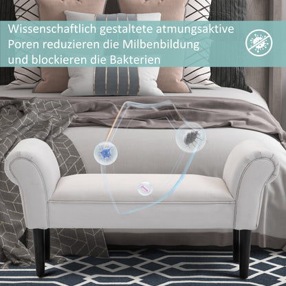 HOMCOM Bettbank, Polsterbank, Sitzbank, Flurbank für Schlafzimmer, bis 130 kg Belastbar, Segelstoff, Grau, 102 x 36 x 51 cm