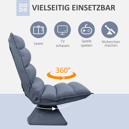 HOMCOM Sessel, drehbar, neigbare Rücklehne, Lederoptik, Stahlrahmen, grau, 62 x 70 x 95 cm