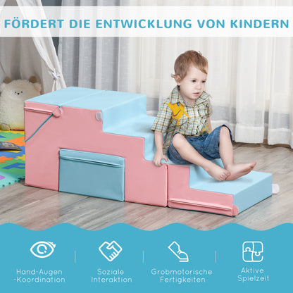 HOMCOM Kletter- und Rutschspielzeug für Kinder, fördert Motorik, Kunstleder, EPE-Schaum, 86x49x47 cm, Rosa+Blau