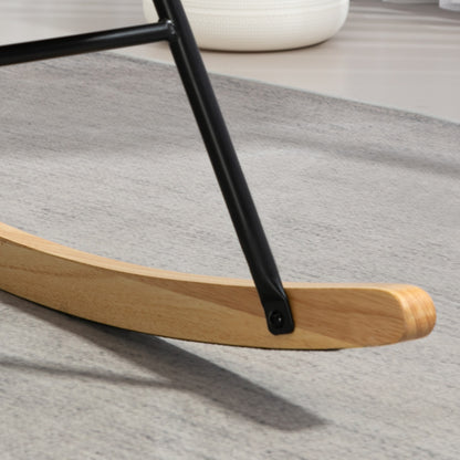 HOMCOM Schaukelstuhl, weicher Bezug in Samtoptik, mit Lendenkissen, bis 120 kg belastbar, 67 x 85 x 112 cm, Cremeweiß