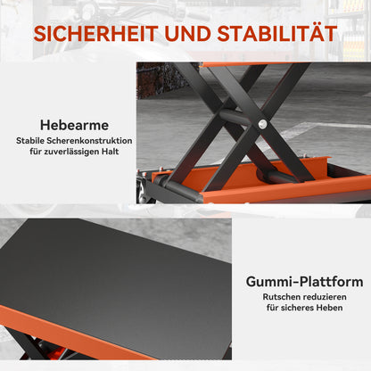 HOMCOM Motorradheber 500 kg Belastbar Motorradhebebühne 135-390 mm Höhenverstellbar Stahl Orange