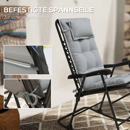 Outsunny 2er Set Auflage für Sonnenliege Wasserabweisend Liegenauflage für Gartenliege Polsterauflage 50x116x5 cm, Hellgrau