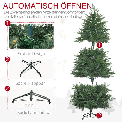 HOMCOM Weihnachtsbaum, Kunsttanne, realistisches Aussehen, schneller Aufbau, Kunststoff, Grün, 114 x 114 x 180cm