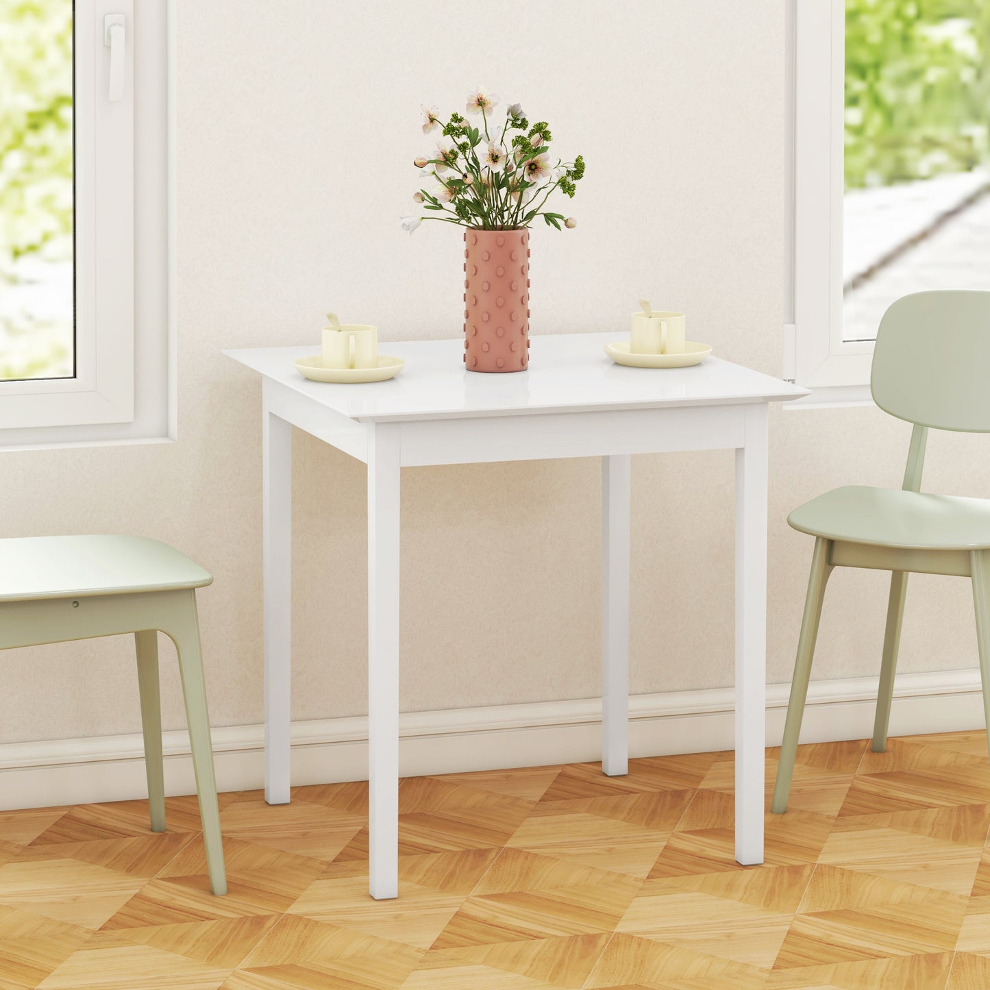 HOMCOM Küchentisch Esstisch Quadratischer Tisch, modernes Design, 75 cm x 75 cm x 76 cm, Weiß