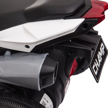 HOMCOM Elektro-Kindermotorrad, Lichter & Geräusche, 3 km/h, wiederaufladbar, Kunststoff & Metall, Schwarz/Rot