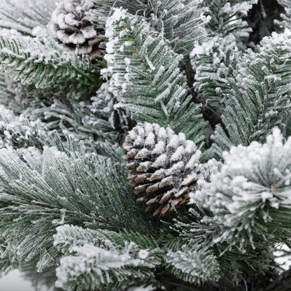 HOMCOM Weihnachtsbaum mit LED-Beleuchtung, 2er-Set, 107 cm, Tannenzapfen, rote Beeren, feuersicher, Grün/Weiß