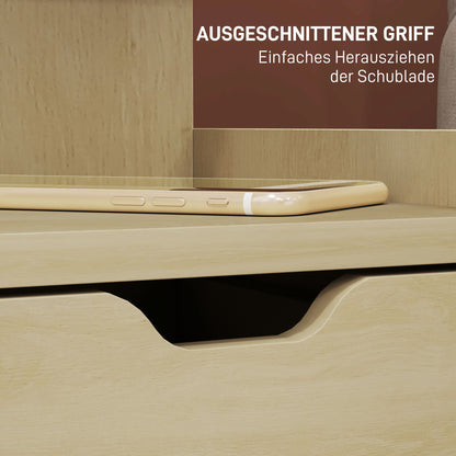 HOMCOM Nachttisch mit 2 Schubladen, offener Ablage, 40x30x60 cm, Holzdekor