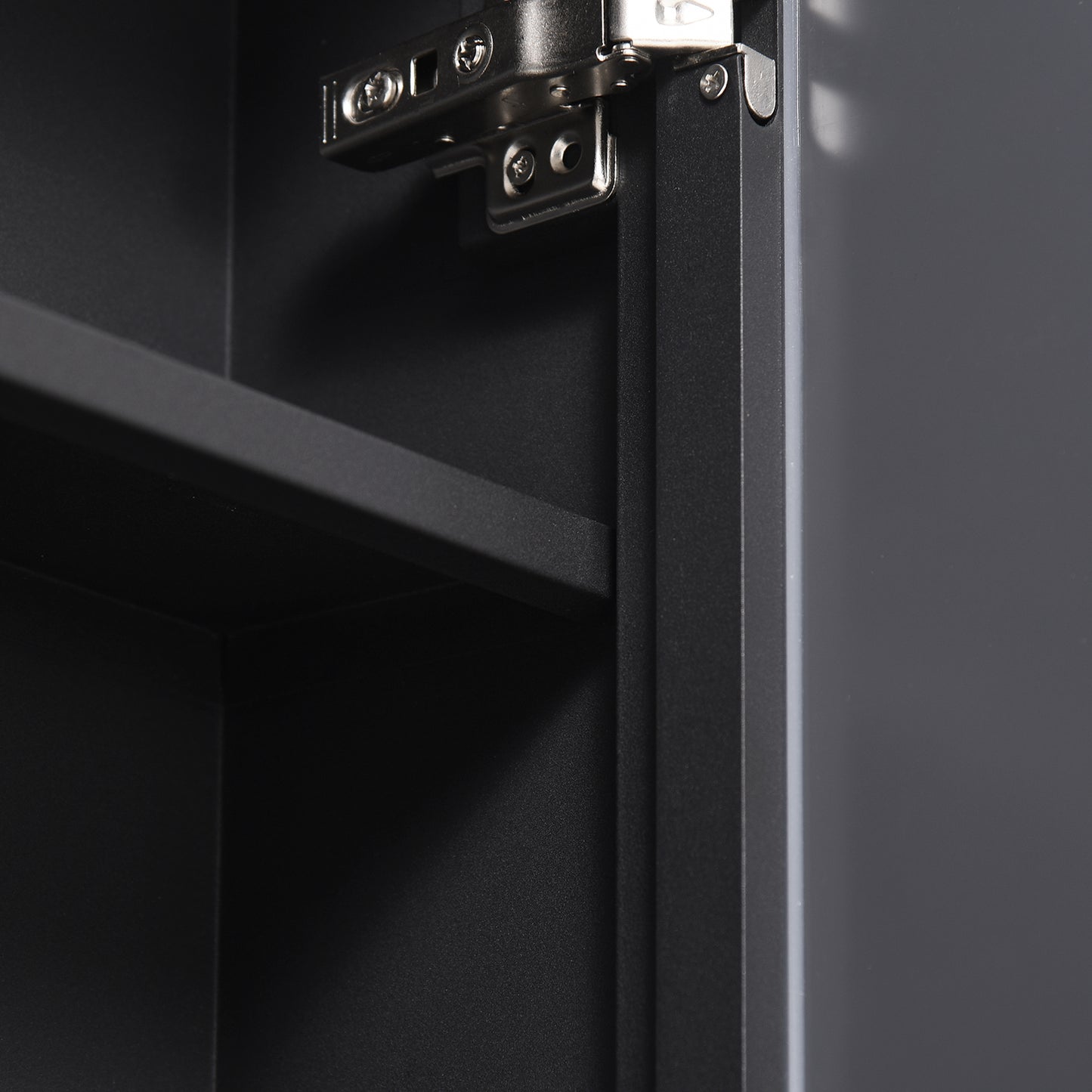 kleankin Spiegelschrank, 3 Regalfächer, weiche Scharniere, Stahlgehäuse, schwarz, 40 x 15 x 60 cm