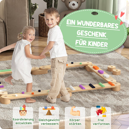 AIYAPLAY Balancebalken-Kinderset aus Holz, für Kinder von 3-8 Jahren, zweiseitige Balancebretter für spielerische Koordination