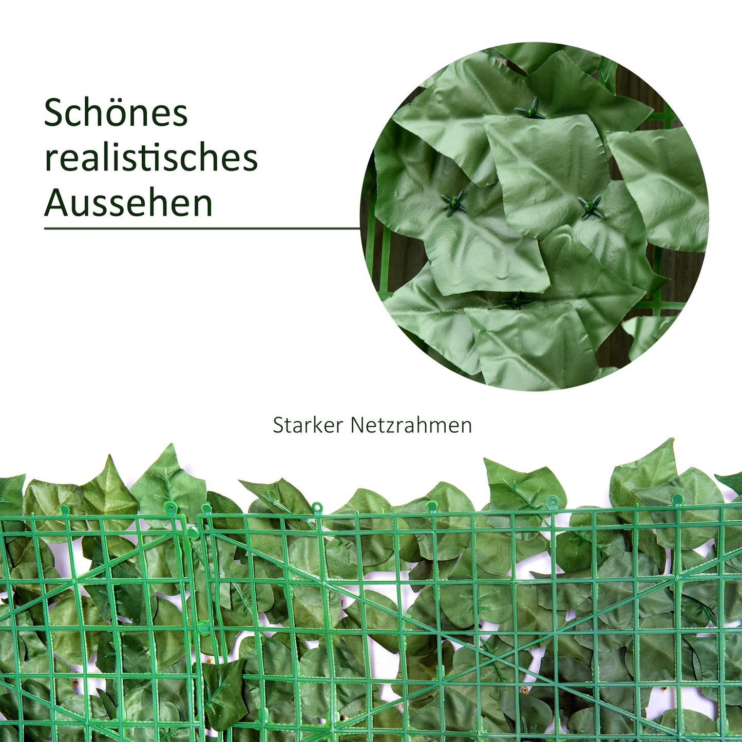 Outsunny Künstlicher Hecken Sichtschutz, UV Geschützt Sichtschutz, Grün Balkon Sichtschutz, Zaun Sichtschutzgitter mit Blättern, Hecken Zaun, WandKünstliche 300 x 100 cm für Garten Hochzeit